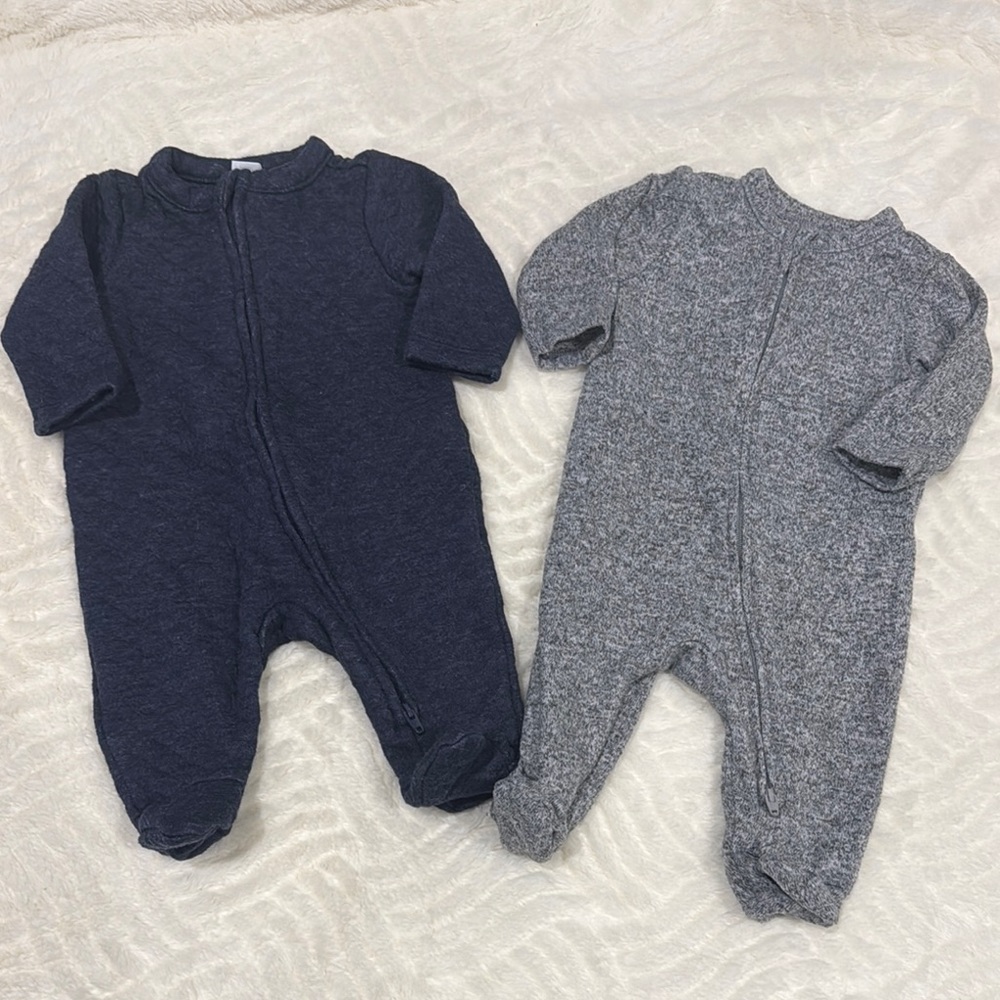 Baby Gap 0-3m Cozy Kids Quilted One Piece Set - Navy and Gray